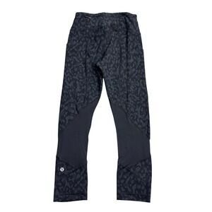 Lululemon Leggings Pants Womens 2 Black Camo Pace Rival Crop 22" Gym Yoga